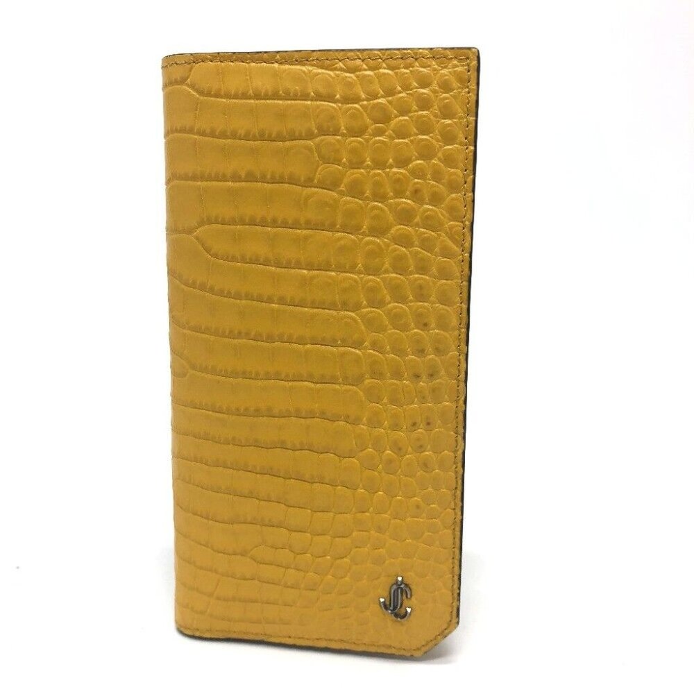 JIMMY CHOO flap/logo Embossing Saif Long Wallet Leather yellow